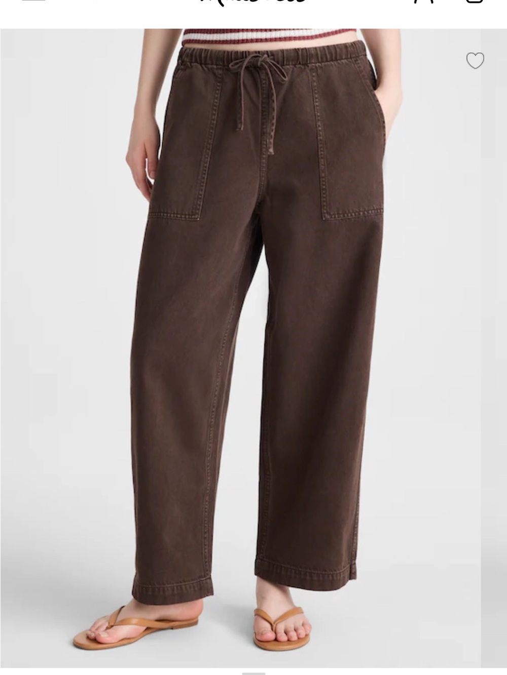 Madewell  Pull-On Barrel-Leg Utility Pants in Airy Denim — Brown - Picture 2 of 10